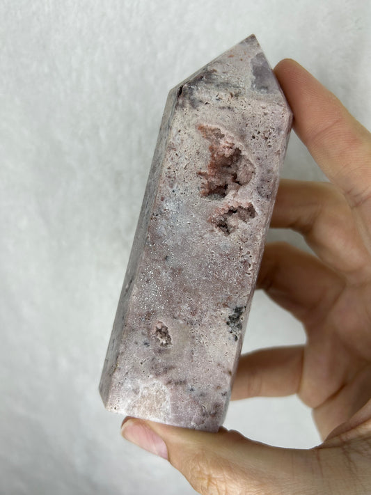 Druzy pink amethyst tower