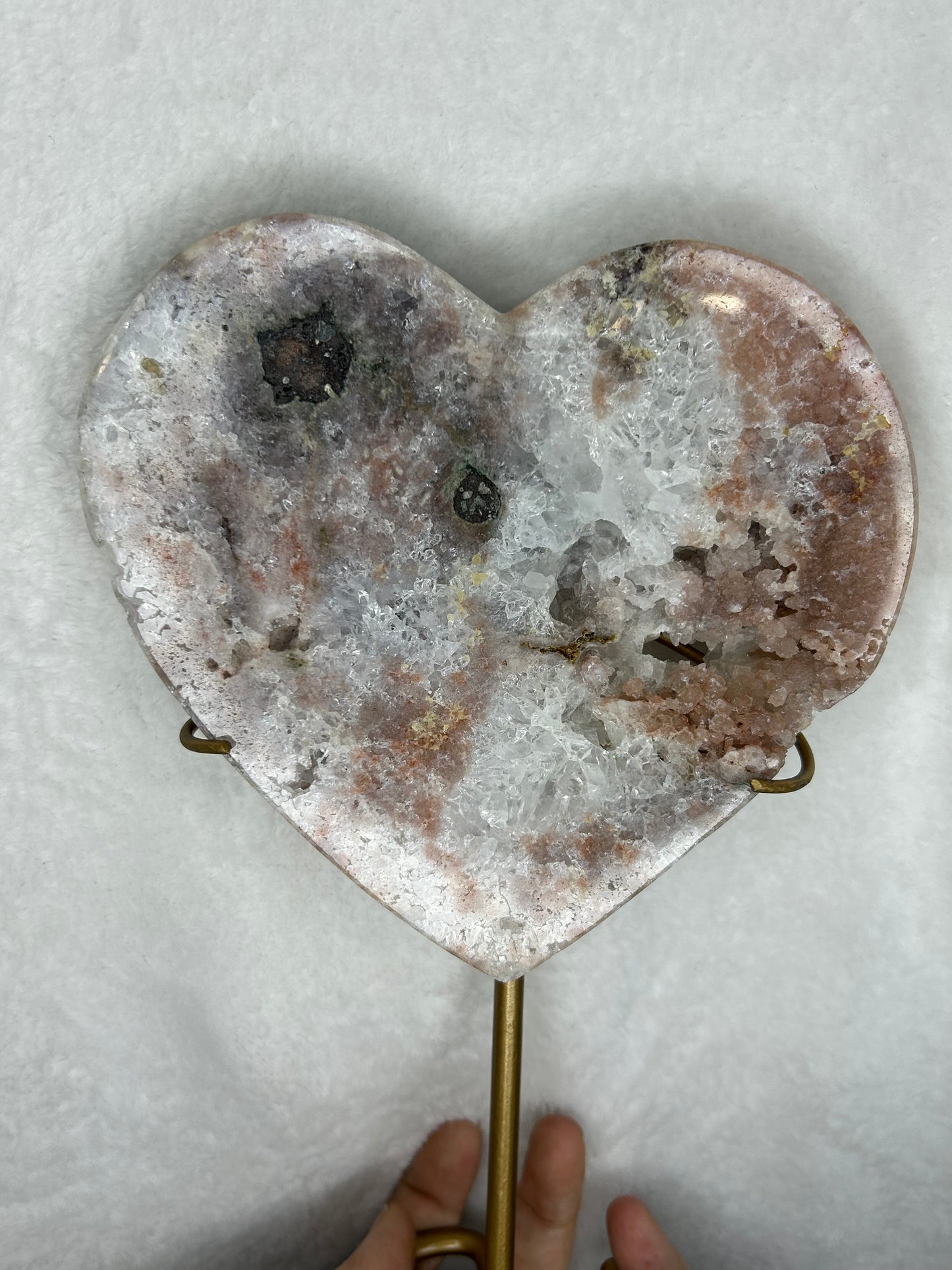 XL Pink Amethyst Heart on stand D