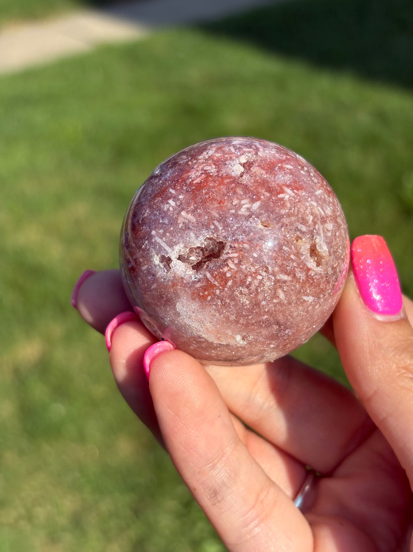 Pink amethyst sphere from Brazil