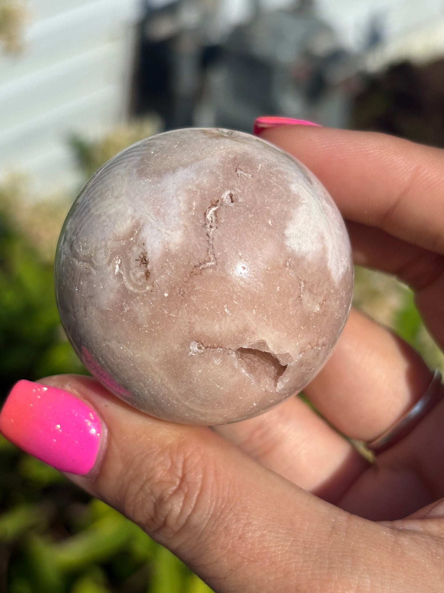 Pretty pink amethyst sphere