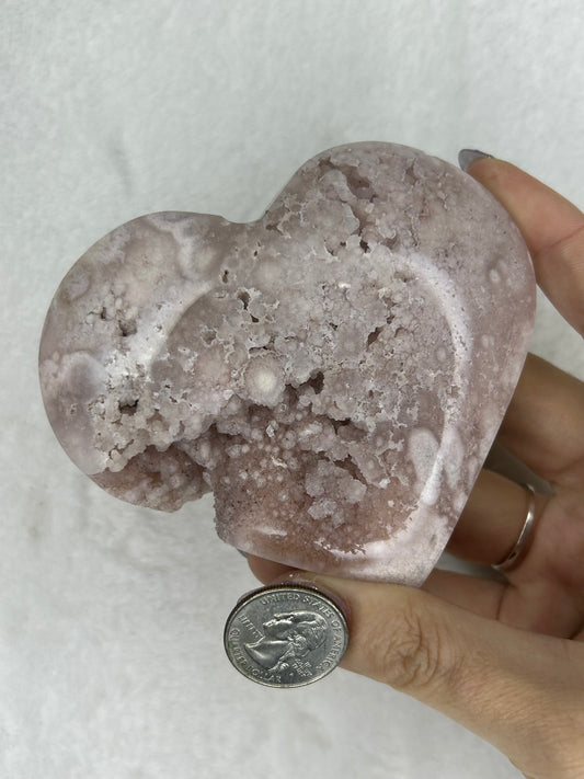 Druzy Pink Amethyst Heart F
