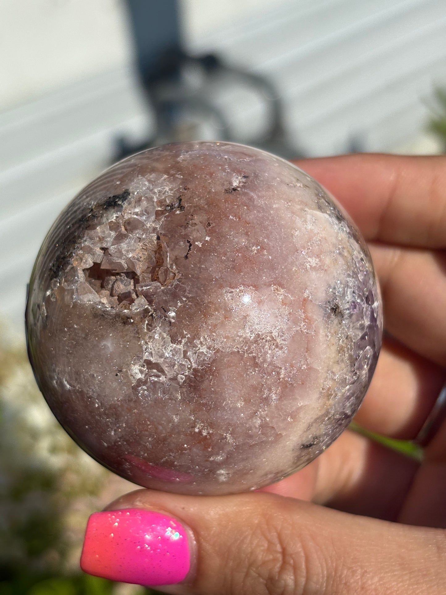 Gemmy pink amethyst sphere