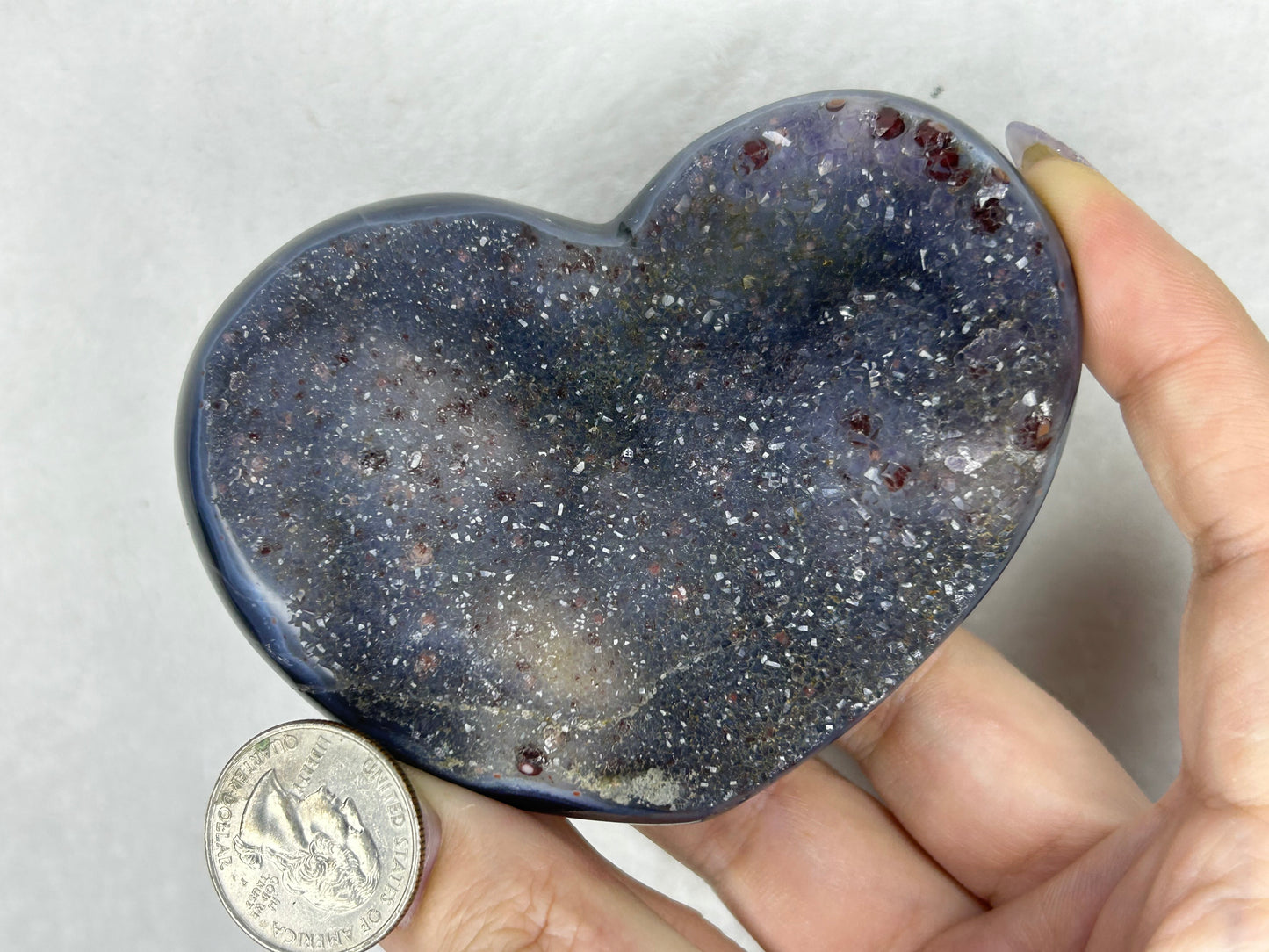 💖💖Galaxy amethyst heart w/ INSANE hematite inclusions