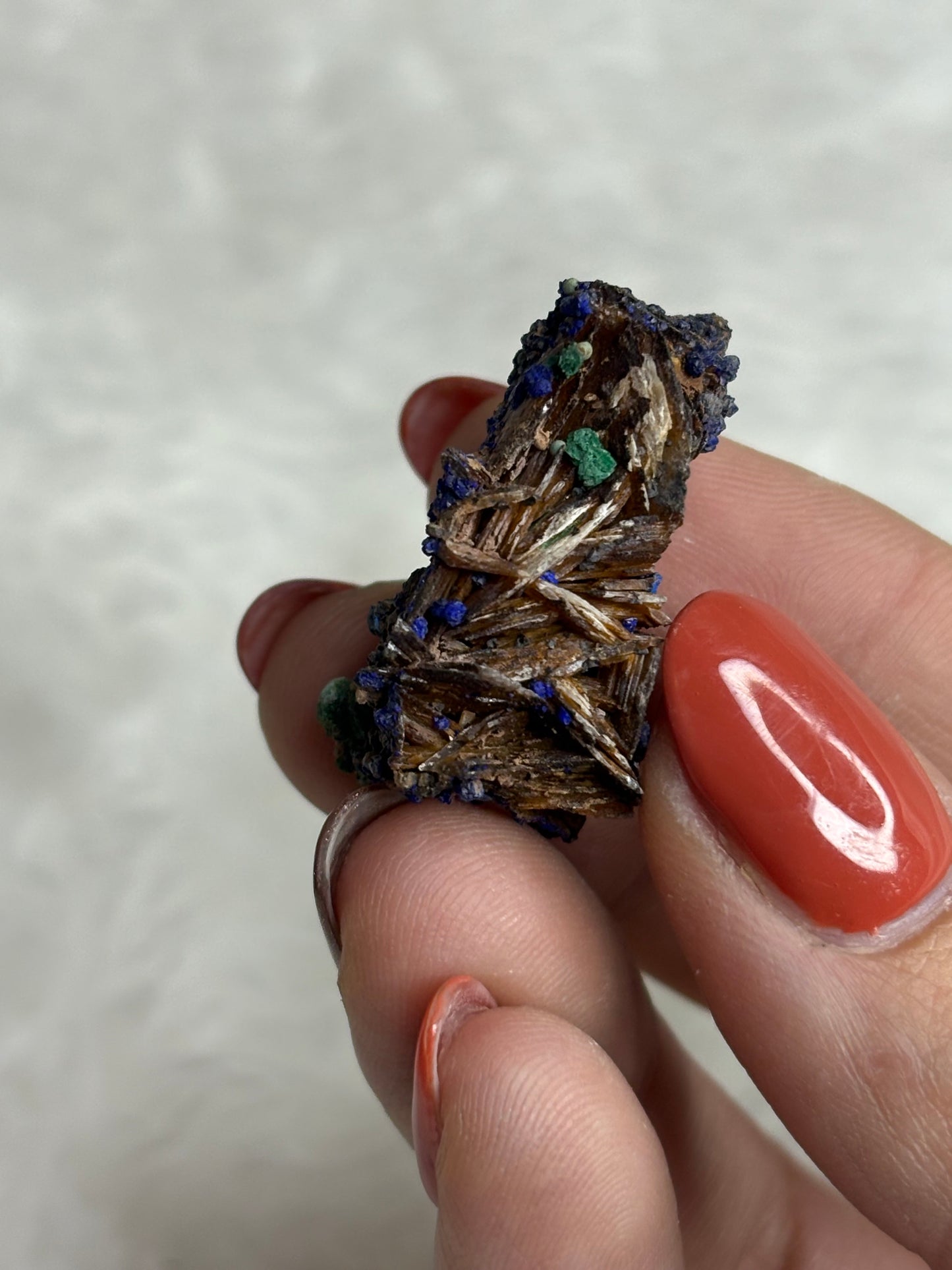 Malachite/azurite on barite
