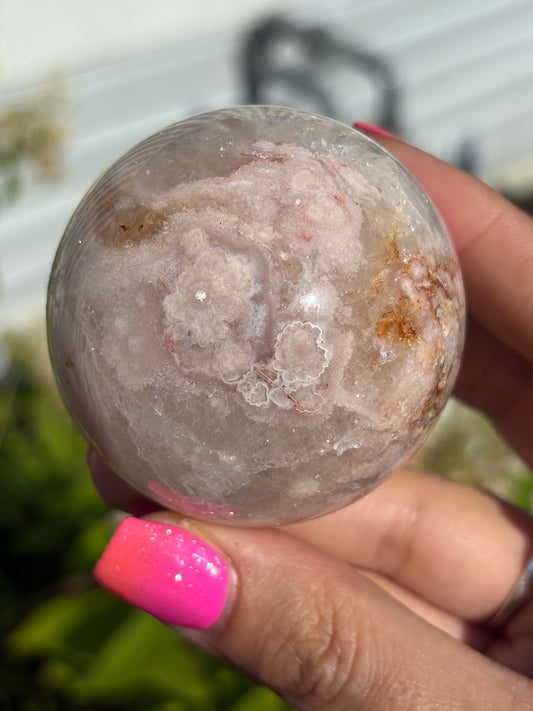 Flower agate sphere