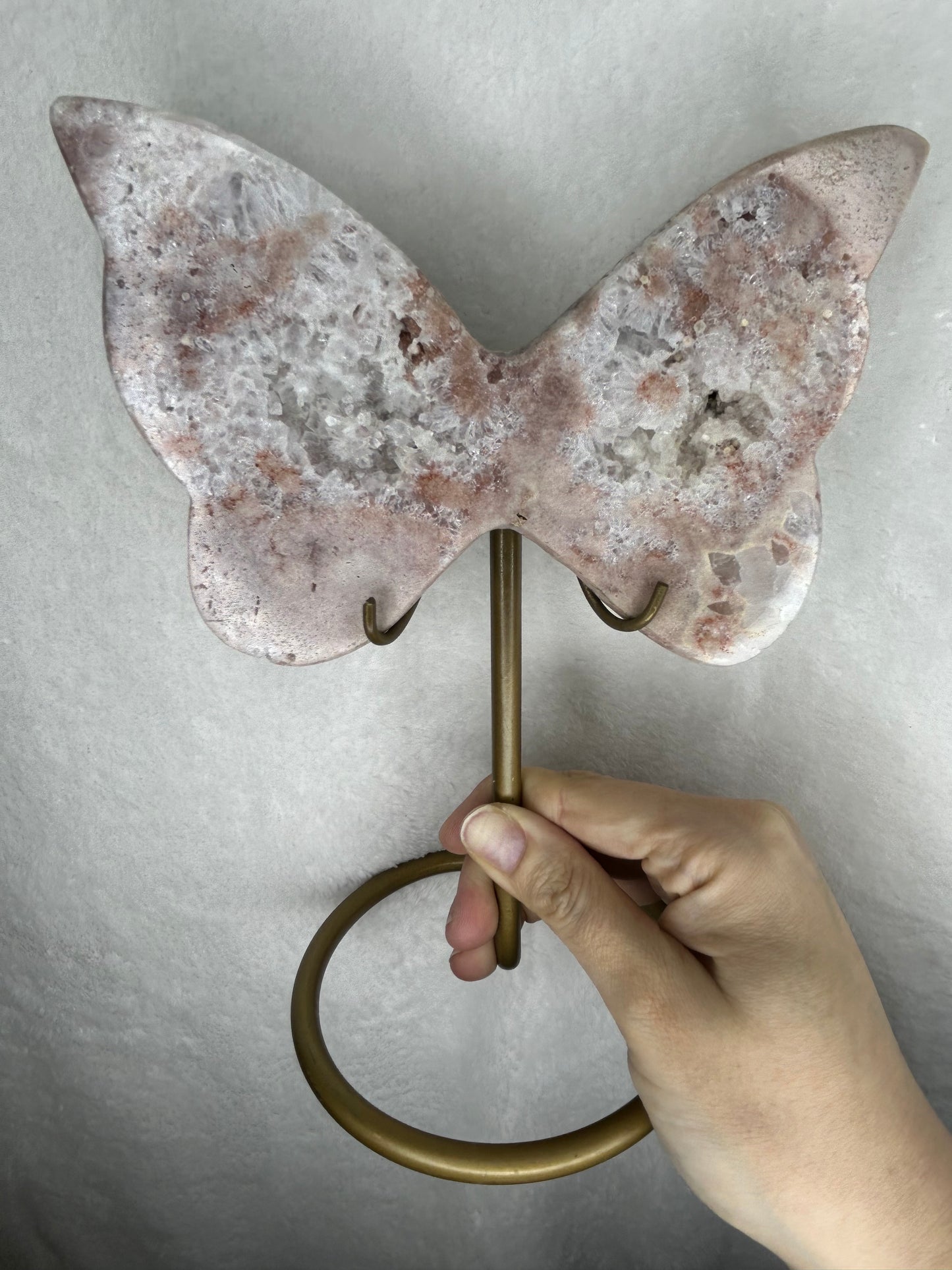 Pink Amethyst Butterfly on stand