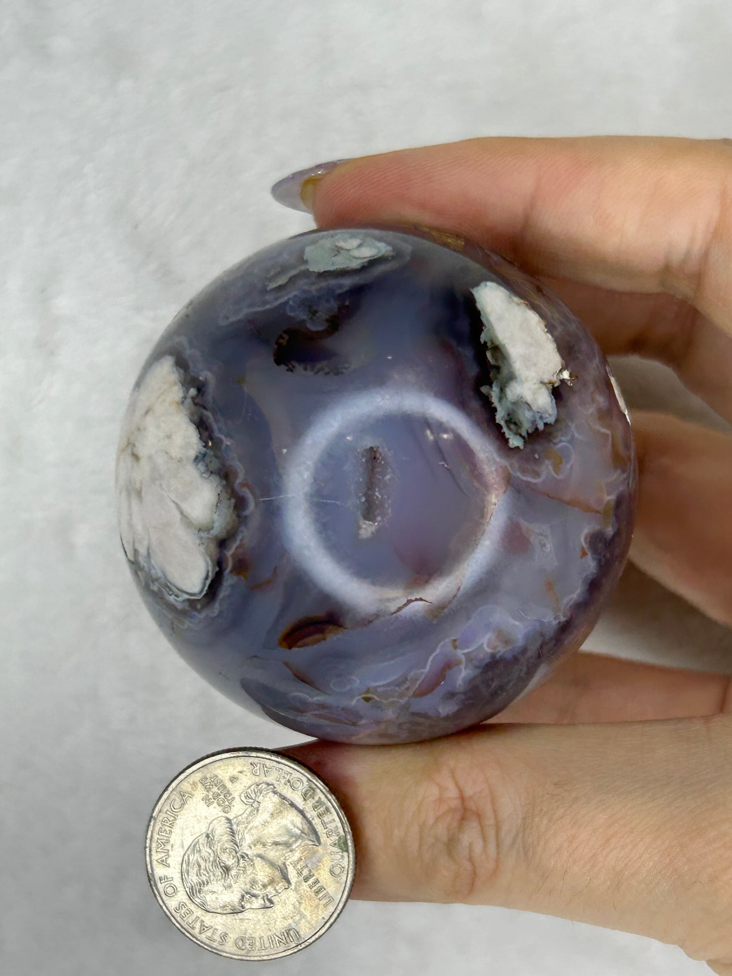 Black Flower Agate Sphere E
