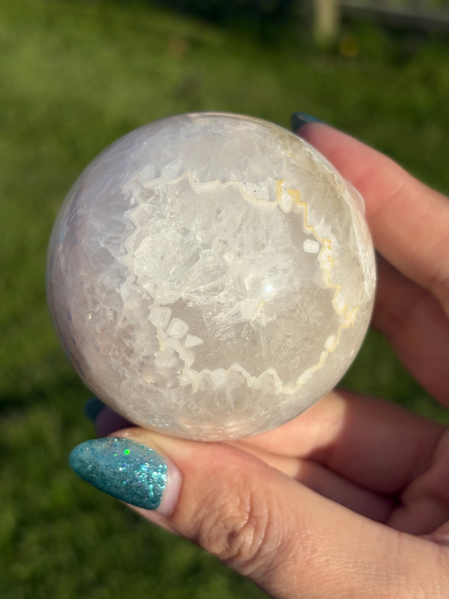 Pink Flower Agate Sphere