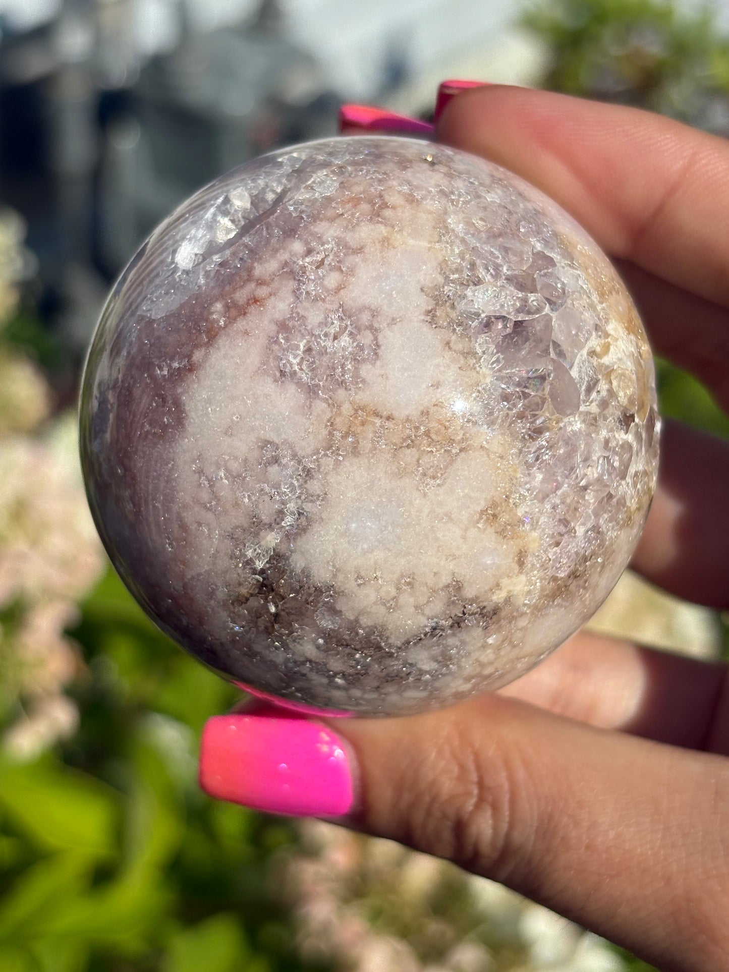 Gemmy pink amethyst sphere