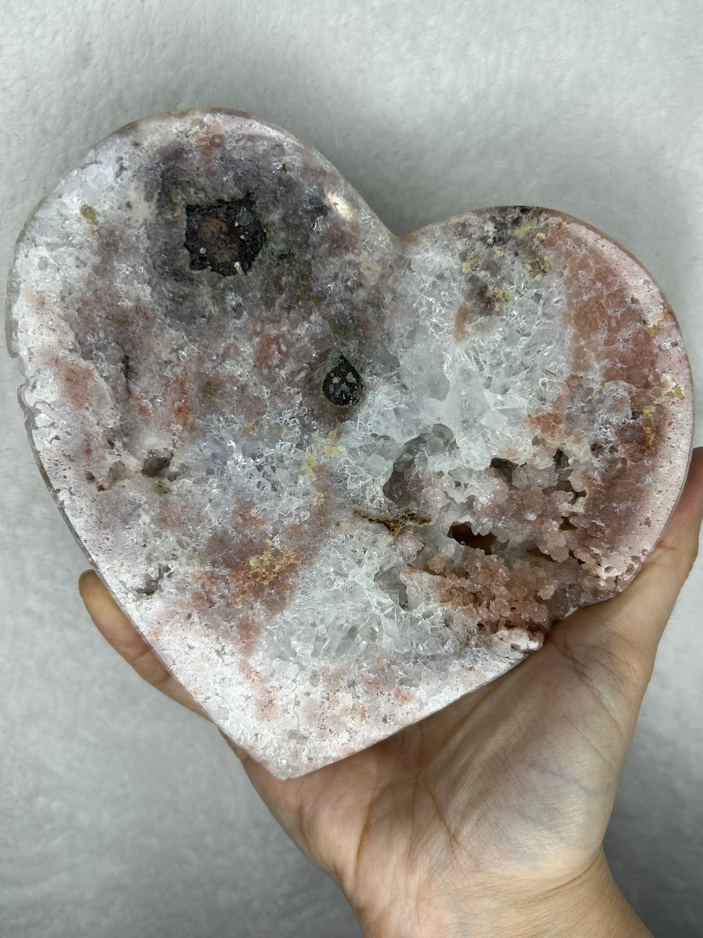 XL Pink Amethyst Heart on stand D