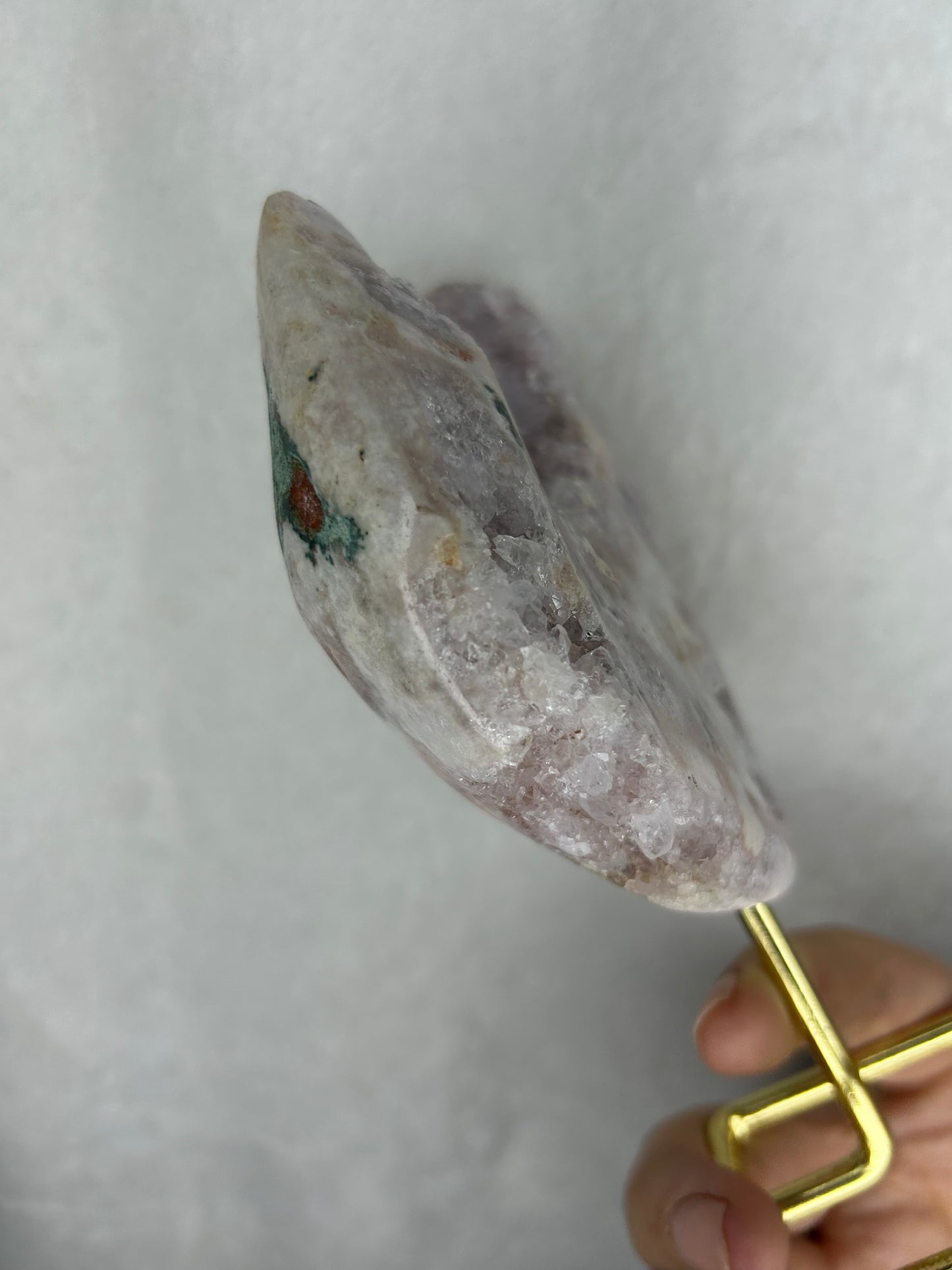 Brazilian pink amethyst slab on stand B