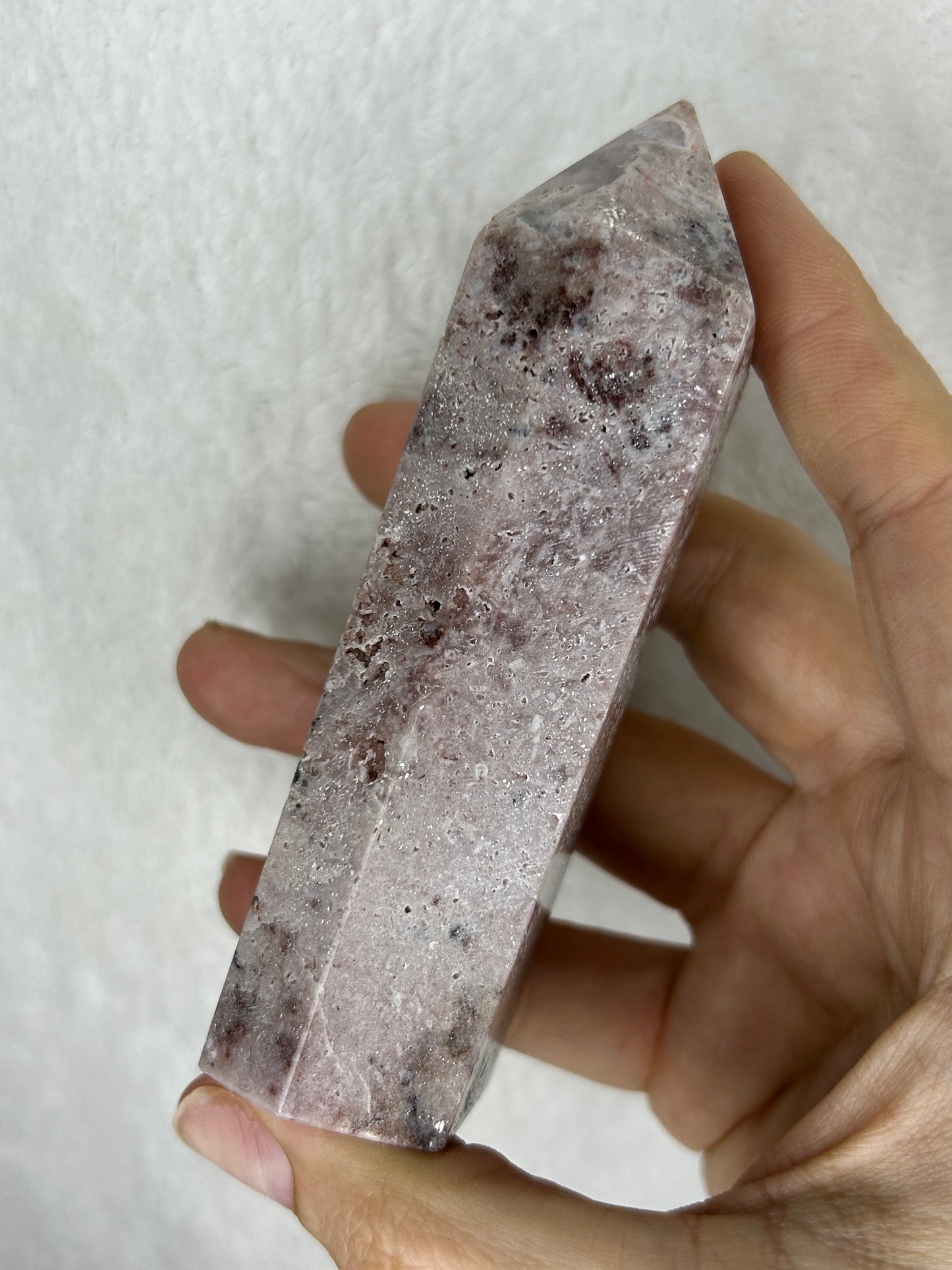 Druzy pink amethyst tower