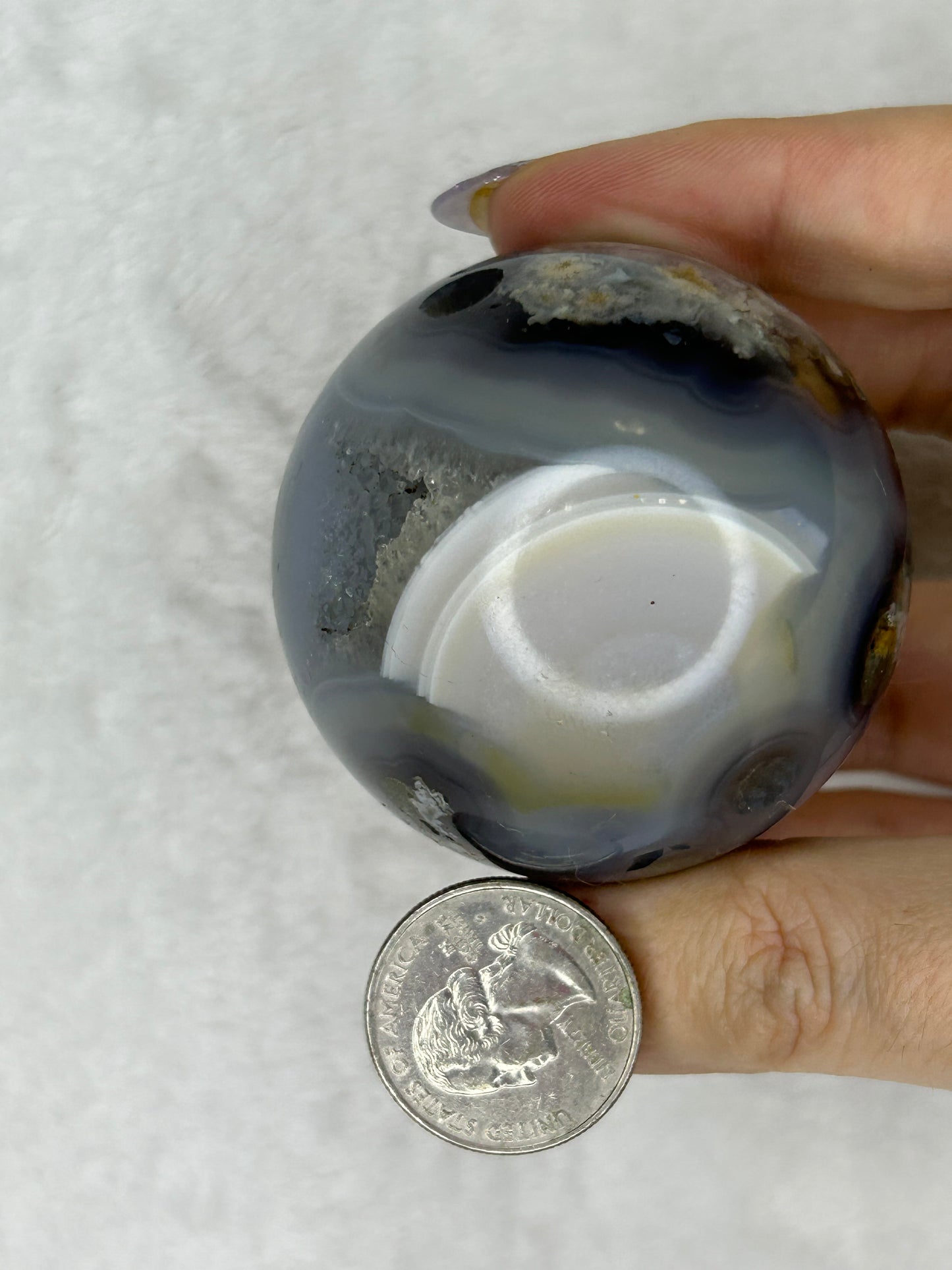 Banded Black Flower Agate Sphere F